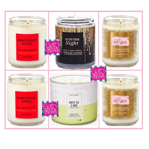 Bath & Body Works Into The Night Candle / In The Stars Candle / Honeycrisp Apple Candle Candle
