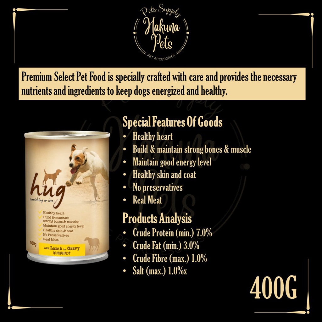 Hug Dog Can Wet Food 400G (Chicken , Lamb , Ocean Fish Vege , Chicken ...
