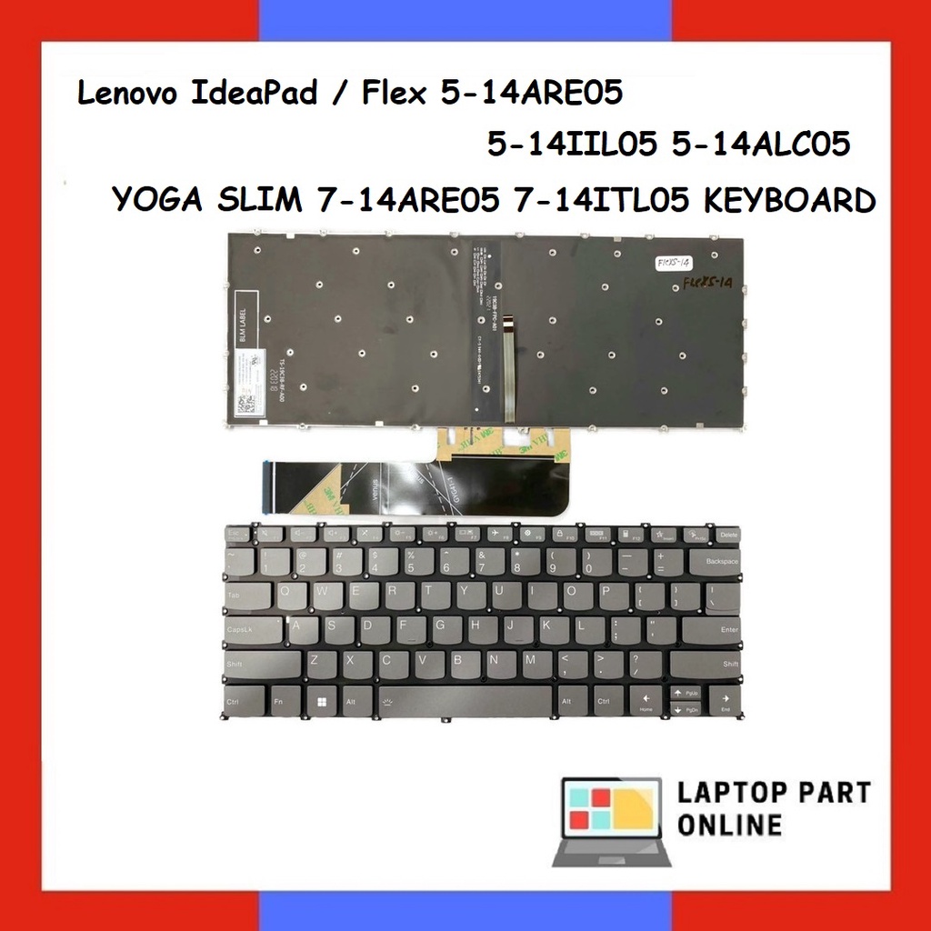 Lenovo IdeaPad 5 14” Series Backlit Keyboard - US QWERTY - For 5-14ALC05, 5-14ARE05, 5-14IIL05, 5-14ITL05 Models