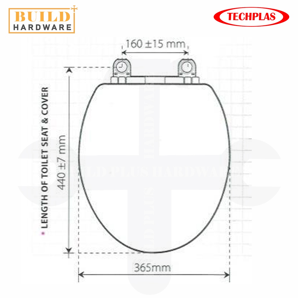 TECHPLAS PVC Double Toilet Seat Full Cover Economy Plastic (White ...