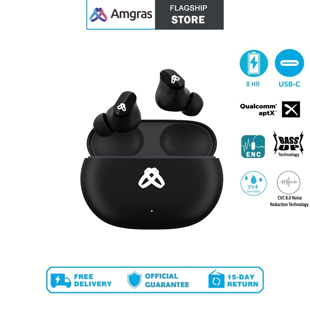 Amgras Future III Pro Earphone Bluetooth QuadMic Targeted Environment