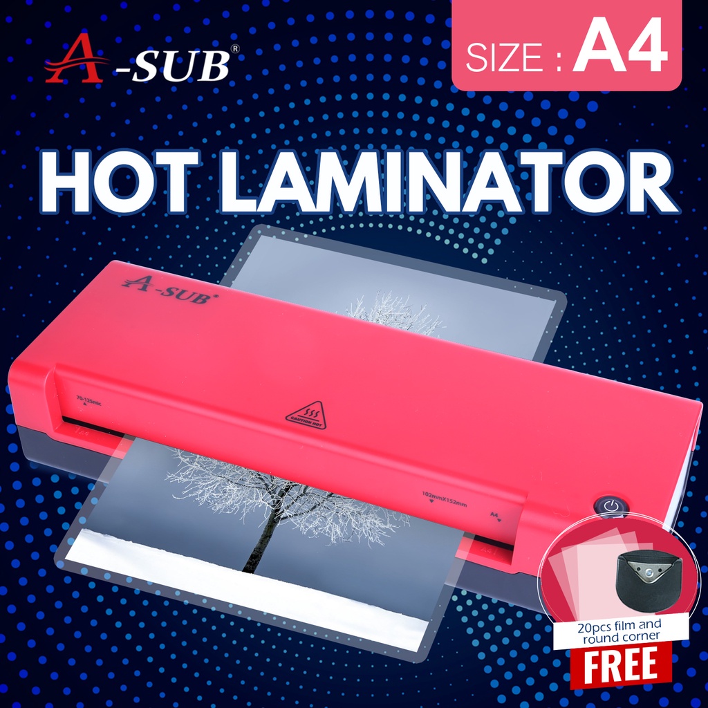A4 Red Square Laminator,Laminating Machine With Free Corner Round(Free ...