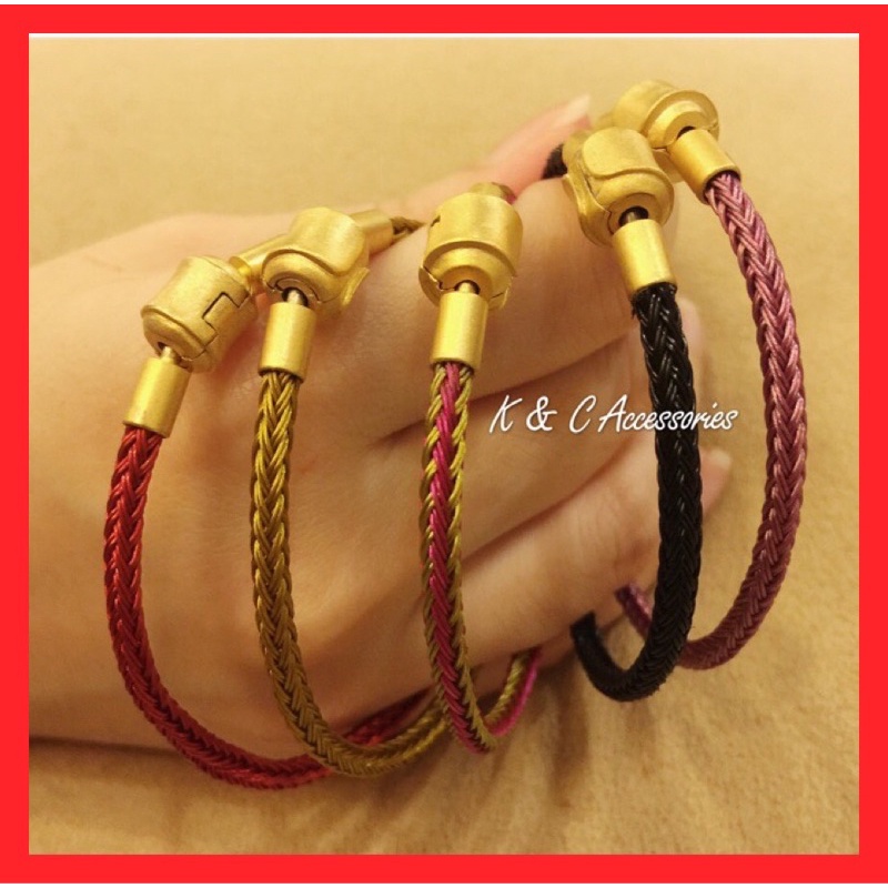 24K REAL Gold Plated Thickness Clasp WIth Wired Rope Charms Bracelet ...