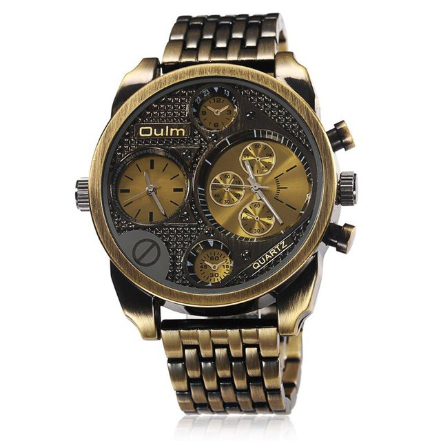 Oulm Men's Bronze Alloy Strap Watch | Shopee Malaysia