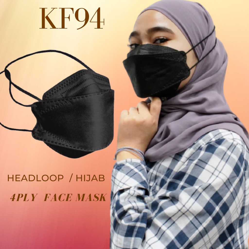 10pcs KF94 HEADLOOP MASK HIJAB MASK KF94 HEALOOP FACE MASK HEAD LOOP ...