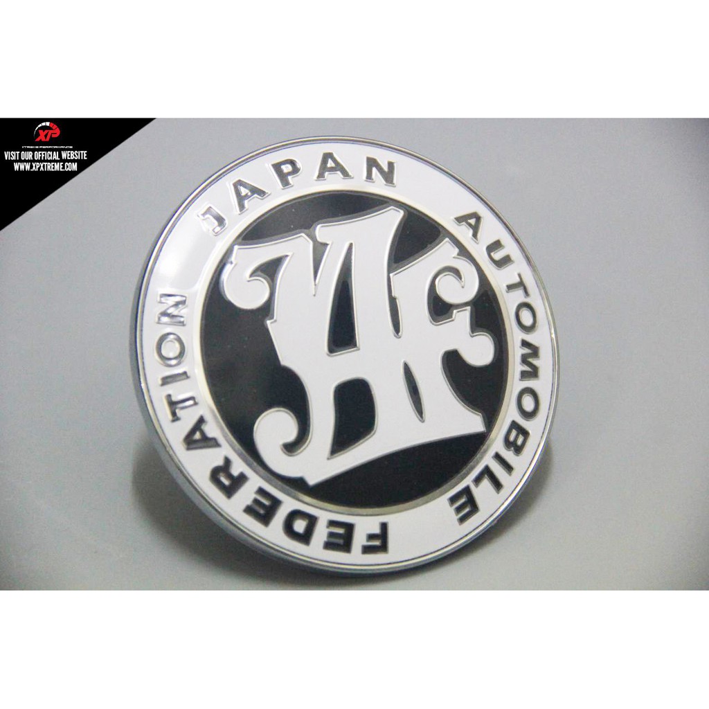EMBLEM LOGO GRILLE JAF JAPAN AUTOMOBILE FEDERATION BLACK WHITE FINISH ...