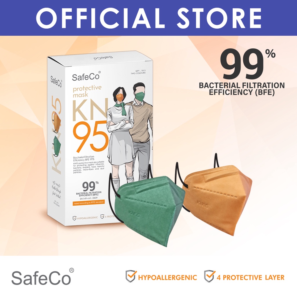 Safeco KN95 - 5 pcs Orange + 5 pcs Green (10 Pcs)（Without box) | Shopee ...