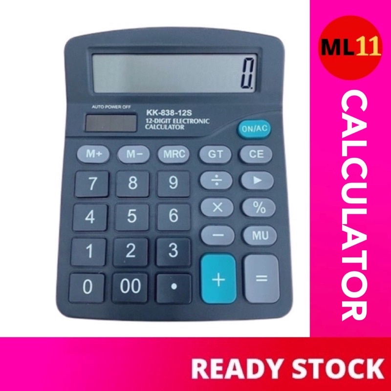 Big Display 12 Digits Desktop Calculator Solar & Battery Powered CASIO KK-838-12S | Shopee Malaysia