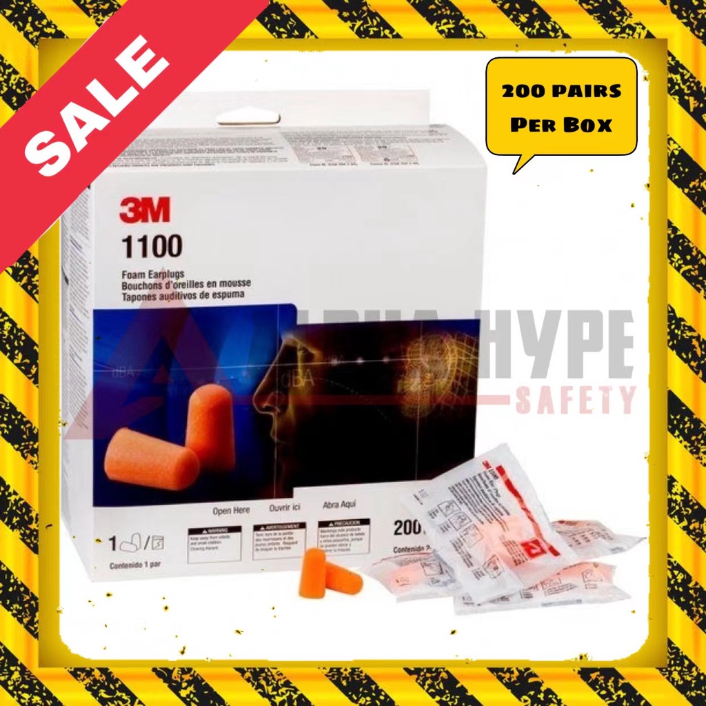 Authentic 3M Earplug 1100 Soft Foam Uncorded Earplugs NRR 29 dB / Made