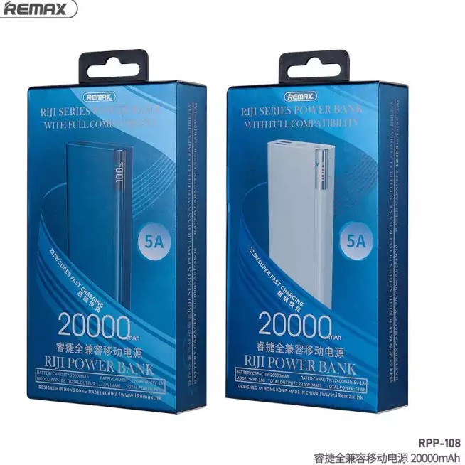 Remax RPP-108 5A 20000mAh Power Bank Super Fast Charge Support PPS,PD3 ...