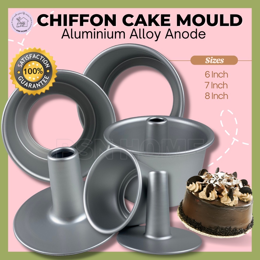 6 /7 /8 inch Chiffon Sponge Cake Mould Tin Anodized Aluminium Loose ...