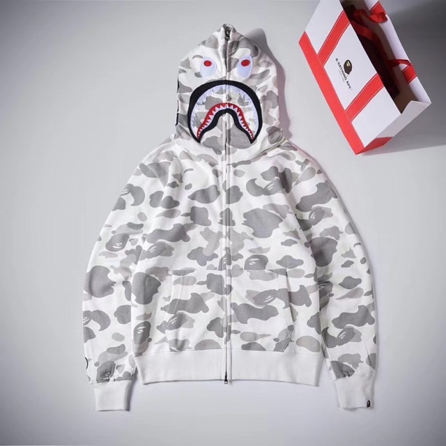 Bape shark hot sale hoodie white