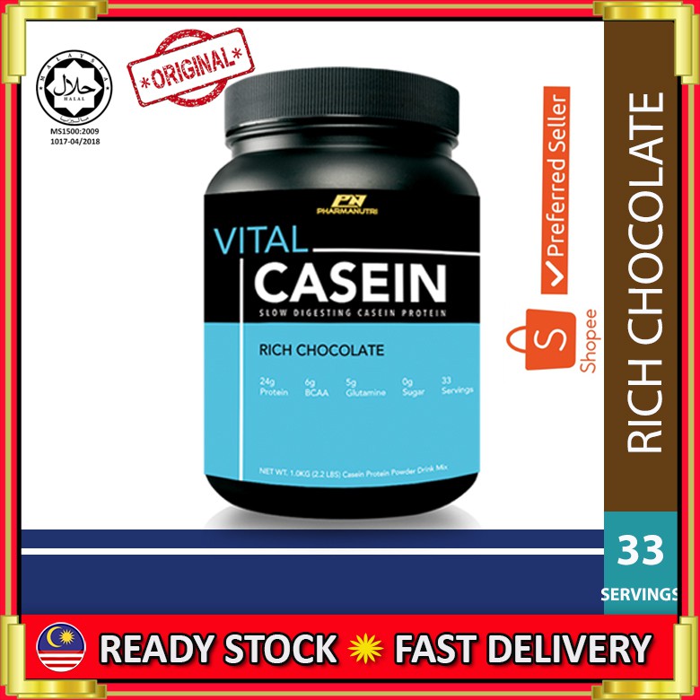 Vital Casein Halal 1kg, 24g Protein Isolate, 0g Gula, 104 kcal Calories ...