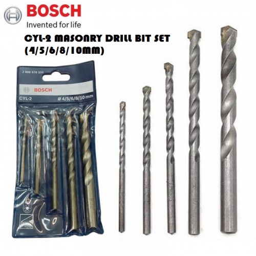 BOSCH CYL 2 MASONRY DRILL BIT SET 4 5 6 8 10MM Shopee Malaysia