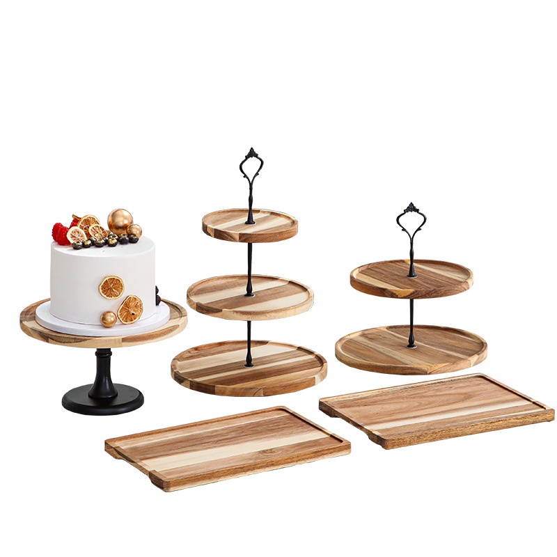 ZPLUS Acacia Wood 3 Tiers High Tea Dessert Kuih Raya Cake Stand Fruit ...