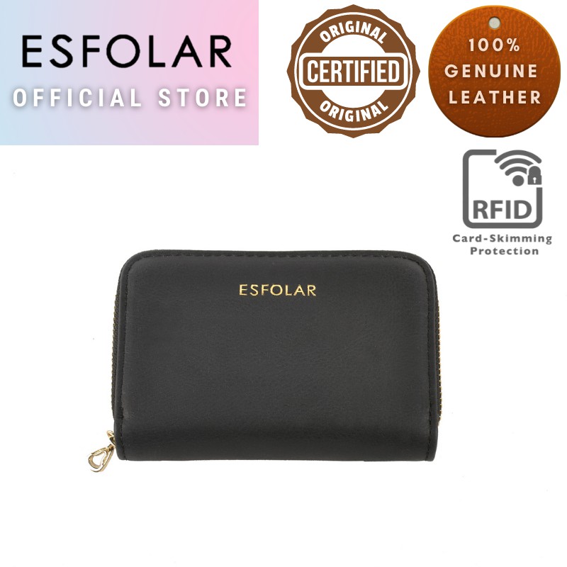 ESFOLAR Women s Genuine Leather Card Holder Wallet 12 Card Slots