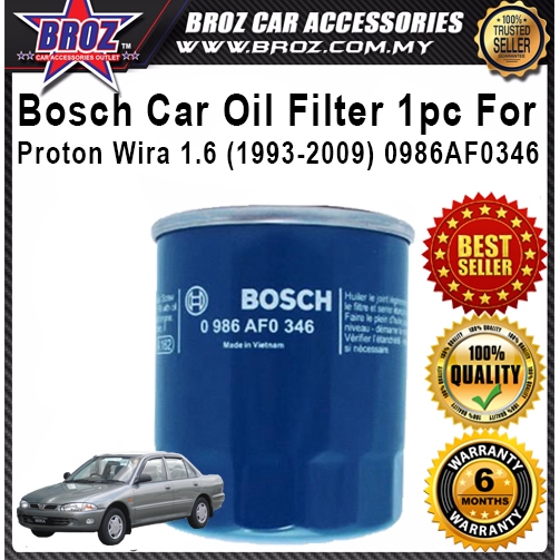 Bosch Car oil Filter 1pc For Proton Wira 1.6 1993 2009