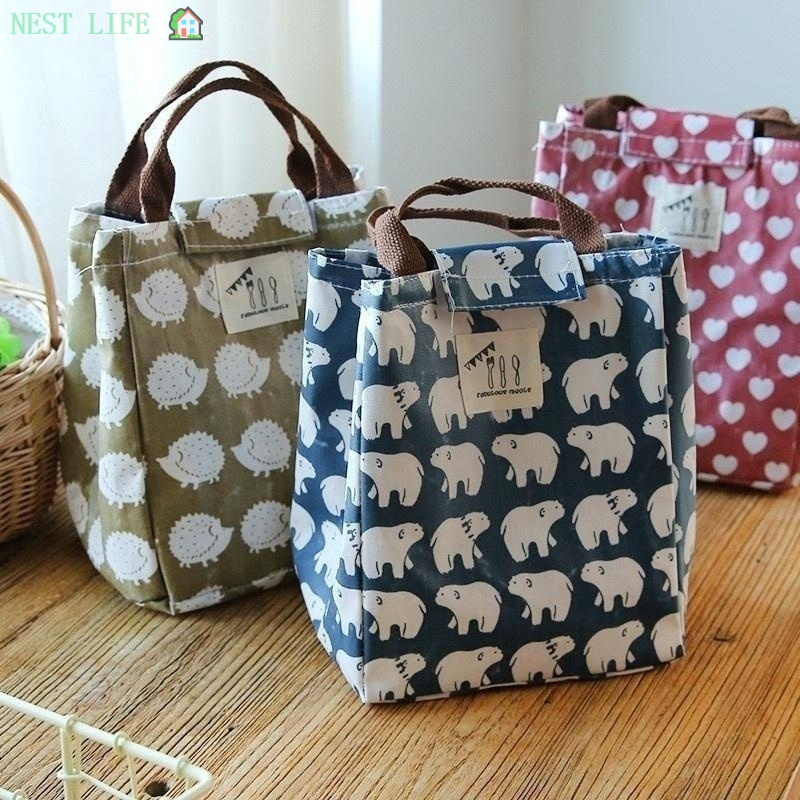 Cartoon Pattern Bag Cooler Bag Bento Picnic Pouch Lunch Container MAMA