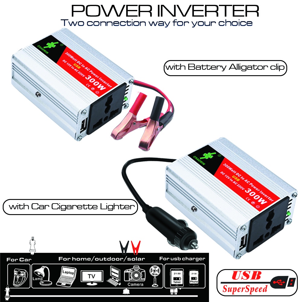 [READY STOCK] 300W Car Power Inverter DC 12V to AC 220V Pure Sine Wave ...
