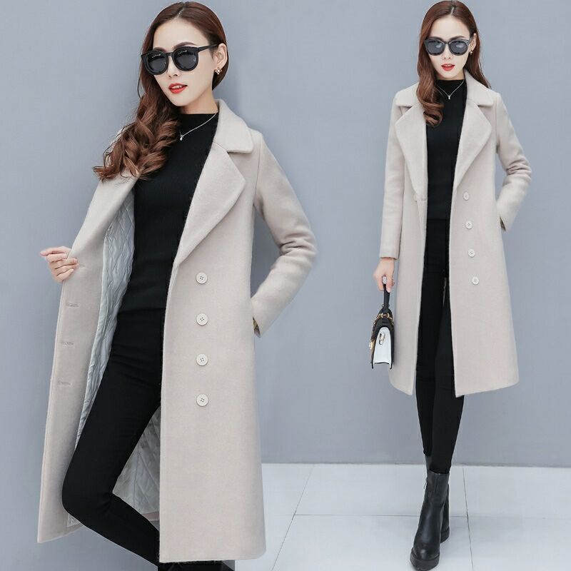[no pilling] warm woolen medium and long coat in autumn and winter