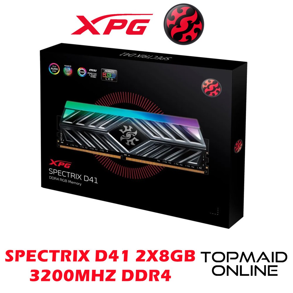 XPG SPECTRIX D41 RGB 8GB/16GB KIT DDR4 3000Mhz/3200Mhz GAMING ...