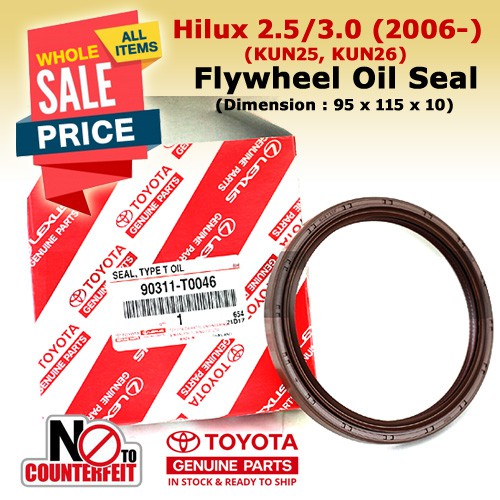 Hiace Hilux 2.5 (20062014) Flywheel Oil Seal KUN25 KDH200 KDH202 90311