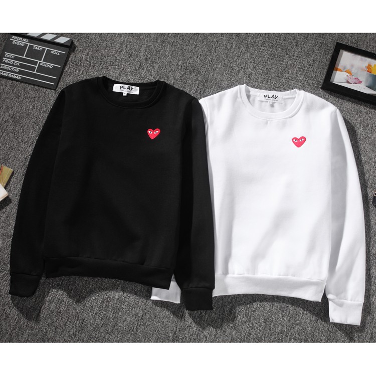 Cdg play solid sweater Little love embroidery sweatshirts Shopee Malaysia