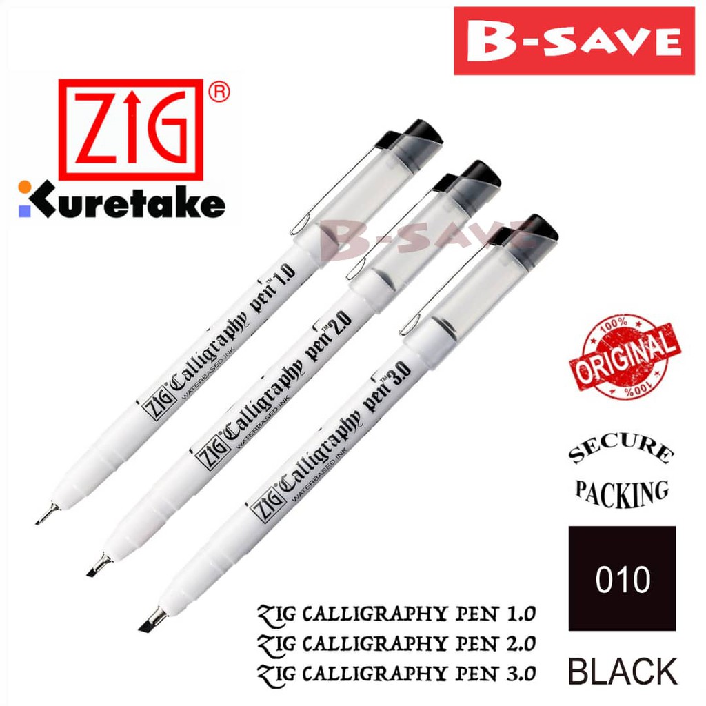 Zig Calligraphy Pen Oblique Tip 2.0 mm, Set of 3