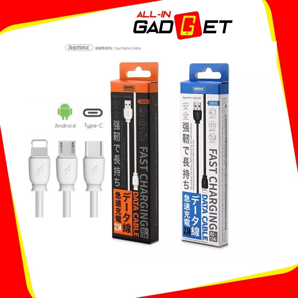 Remax RC-134 PVC Fast Charging Data Cable (Micro/Light/Type-C) | Shopee ...