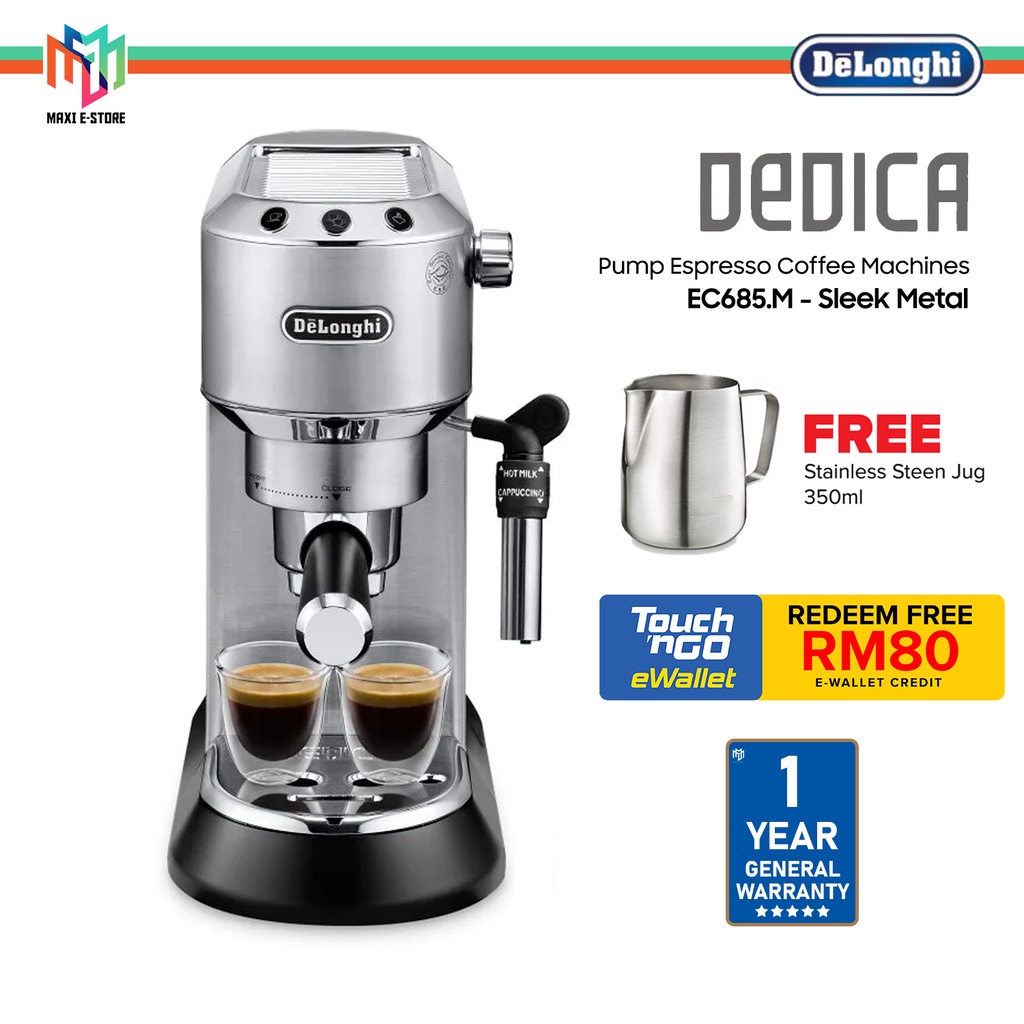 FREE Milk Jug] Delonghi Coffee Machine EC685.M Pump Espresso EC685M -  Silver