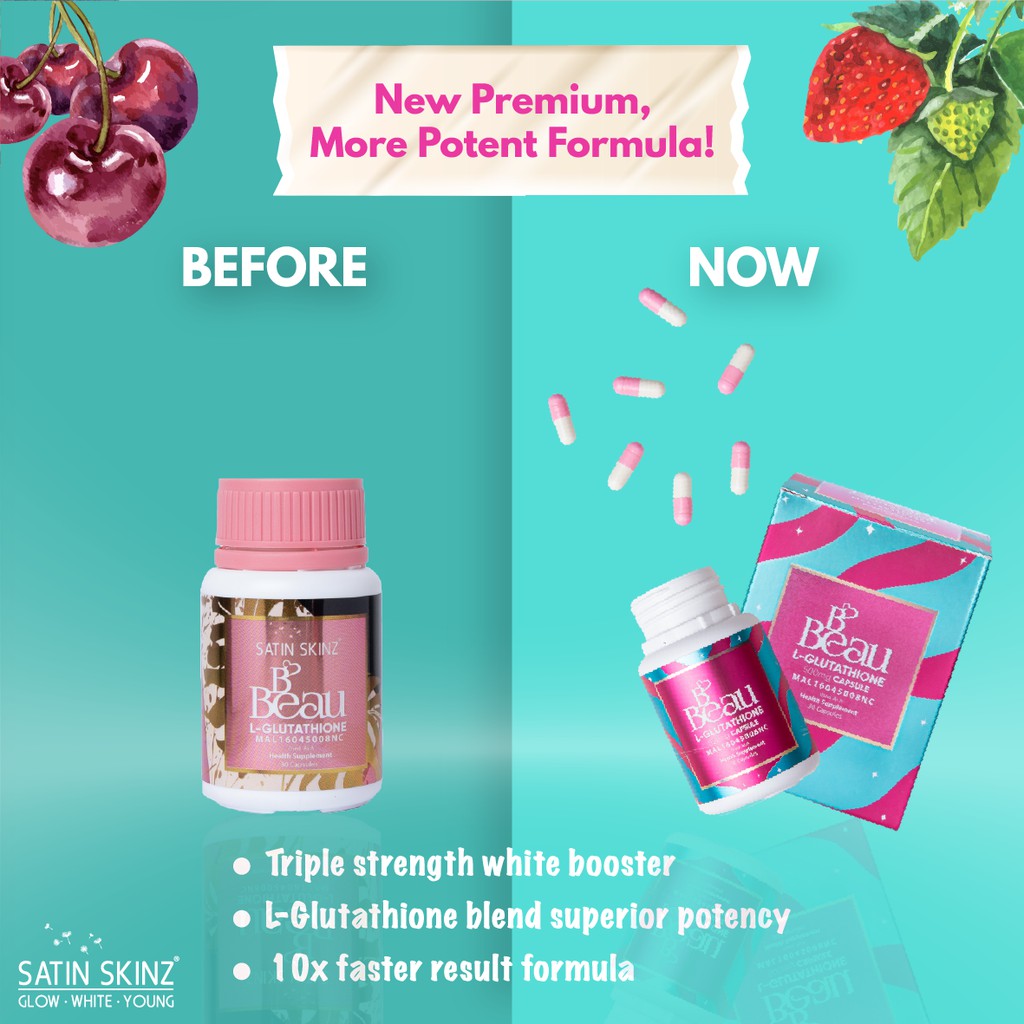 b beau l glutathione SATIN SKINZ WHITE BOOSTER (FREE B'BEAU SUN BRIGHT) Jarrow Glutathione Reduced Intracellular performance DHC Collagen Gummy:Collagen Gummy