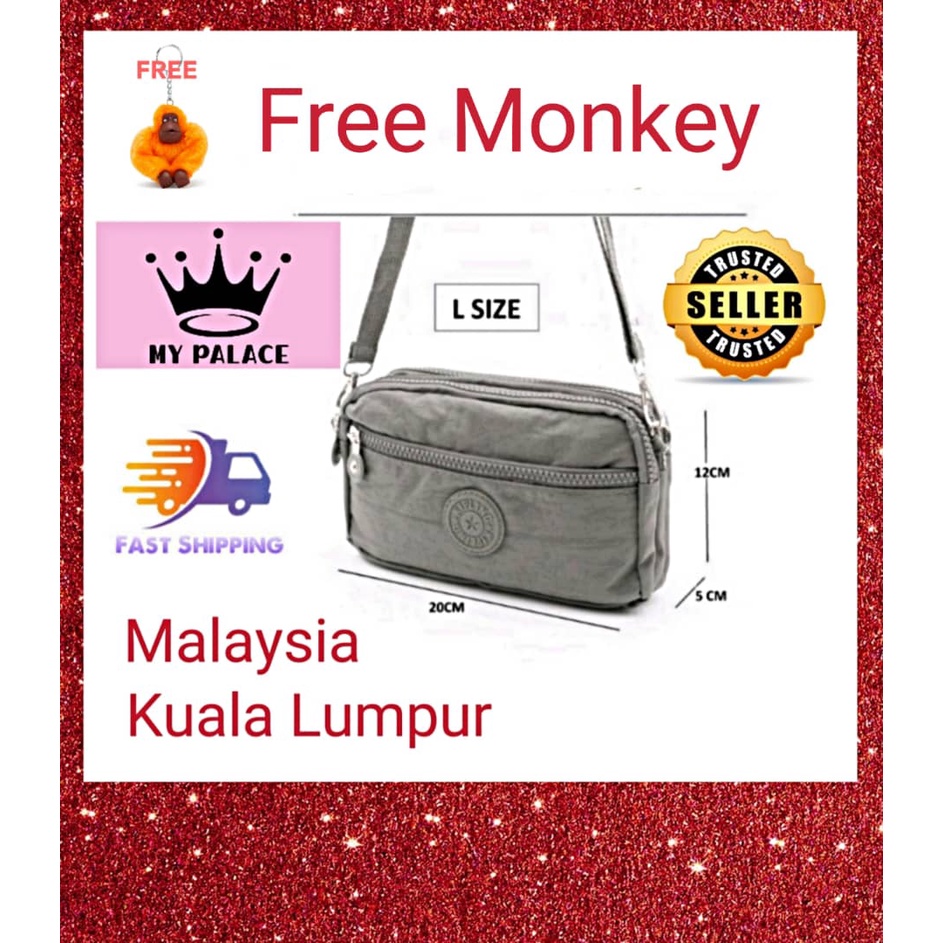 FREE KIPLING MONKEY Kipling crossbody hand carry sling bag multi