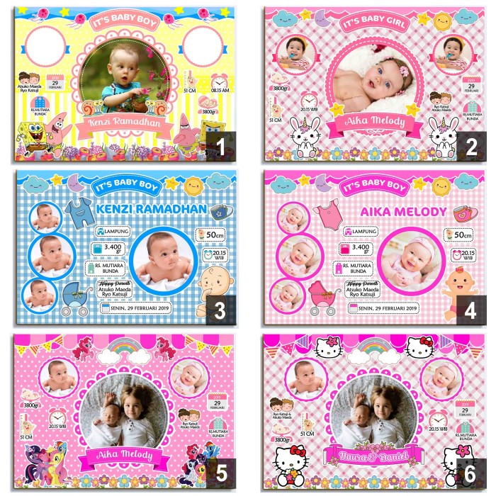 Biodata Wall Decoration Baby Cute Birth Gift Kids Room Decoration ...