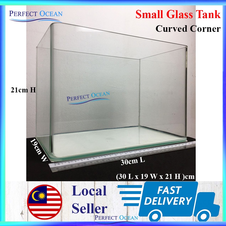 Curved Corner Glass Aquarium Fish Tank [Small] Kaca Ikan Laga Guppy 小鱼缸