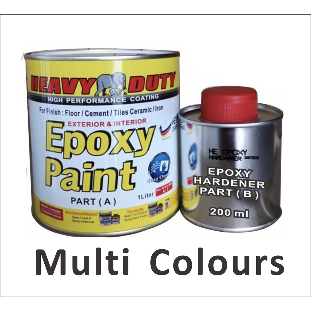 Multi Colours ( 1 Liter HEAVY DUTY BRAND ( 1L SET ) Two Pack Epoxy ...