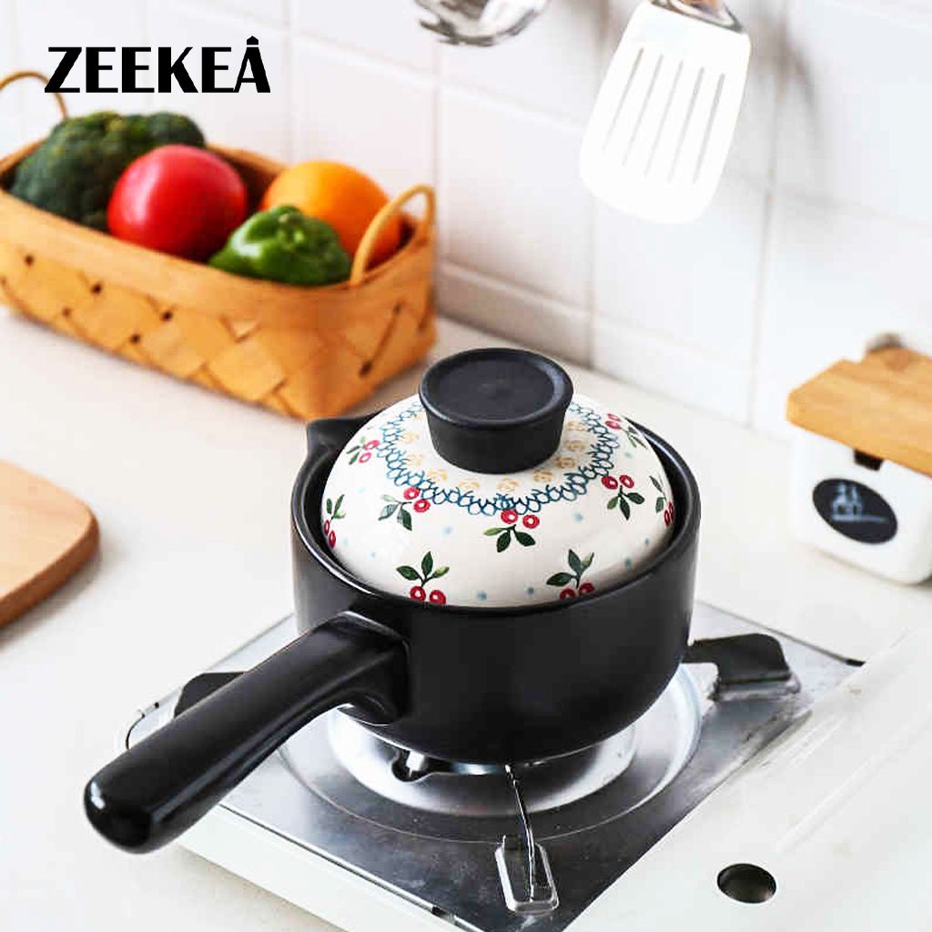 Zeekea Japanese Style Ceramic Stockpot, Stovetop Ceramic Cookware With
