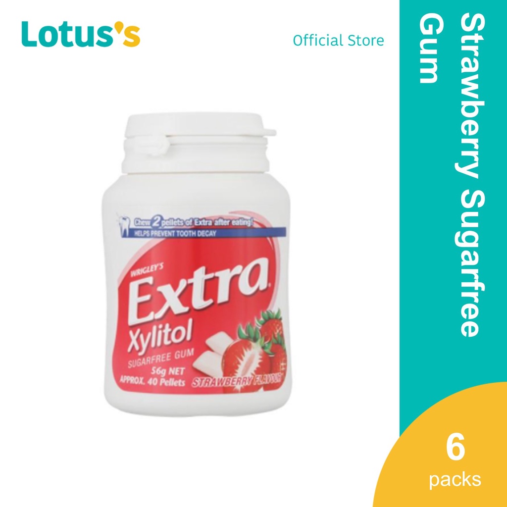 Wrigleys Extra Xylitol Strawberry Flavour Sugarfree Gum 40 Pellets 56g