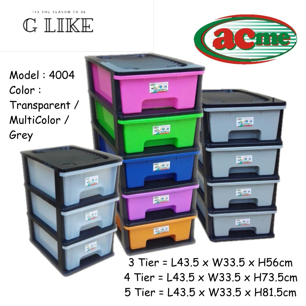 ACME Plastic Drawer / Cabinet / Storage Cabinet 4004C 4004T 4004M (3 ...