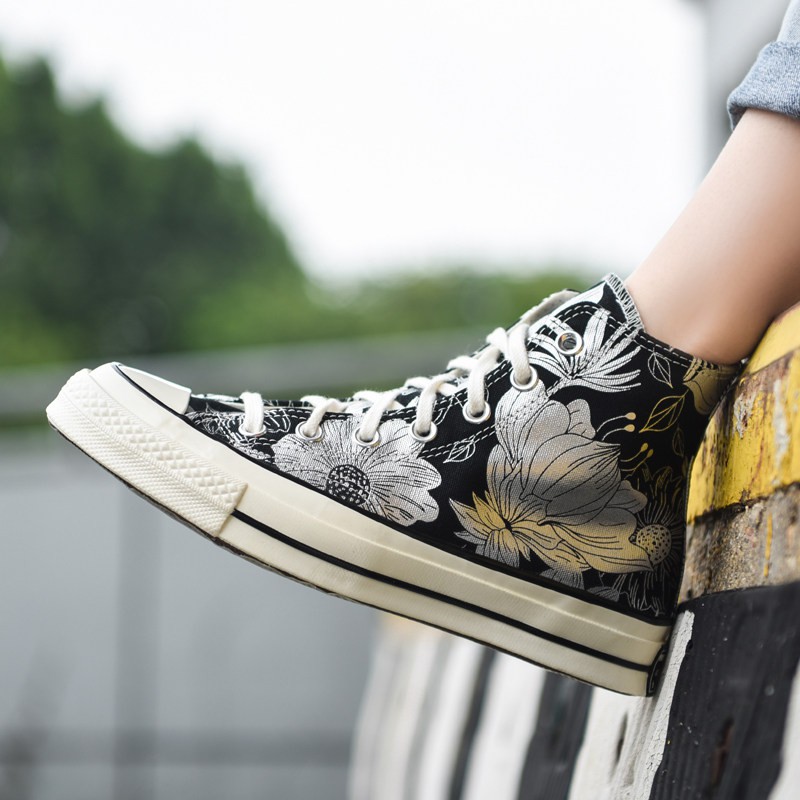 Converse HOT SALES women s shoes lightweight vintage floral high top canvas shoes for autumn 2020 ALL Star Original Shopee Malaysia