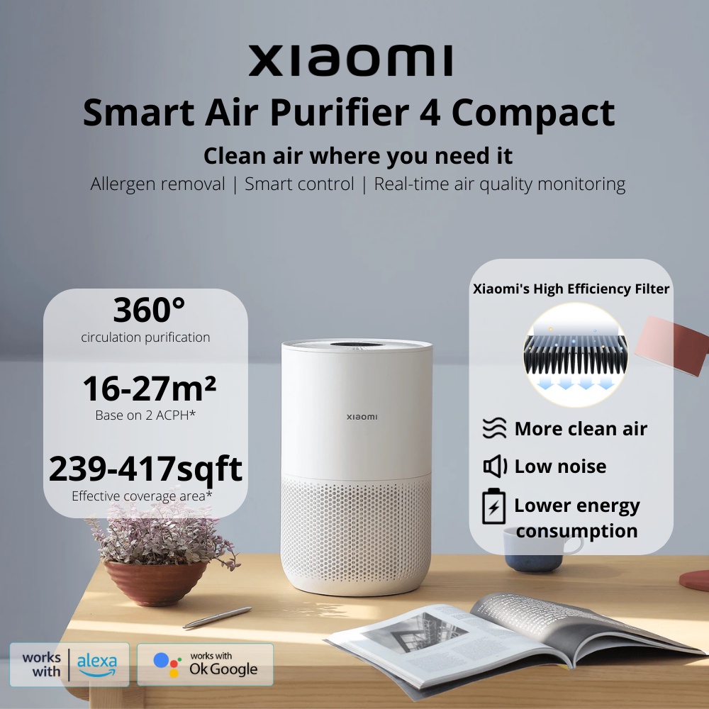 Xiaomi Smart Air Purifier 4 Compact, Allergen Removal