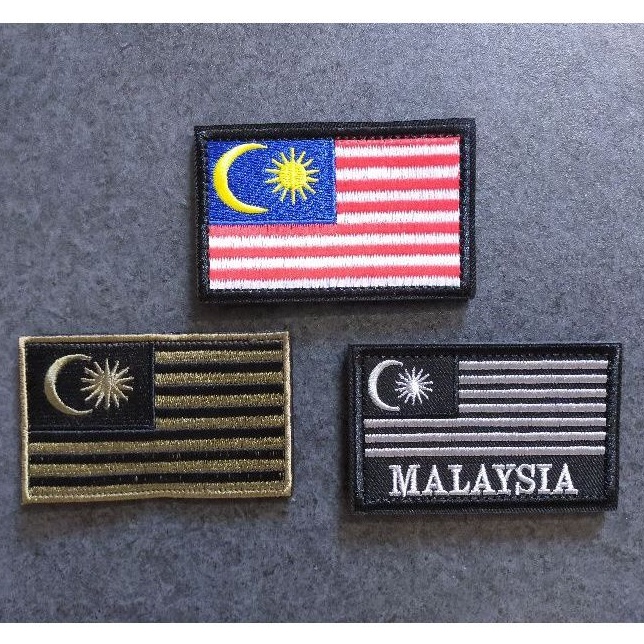 🇲🇾 ready stock Malaysia flag embroiderey tactical patches with velcro ...