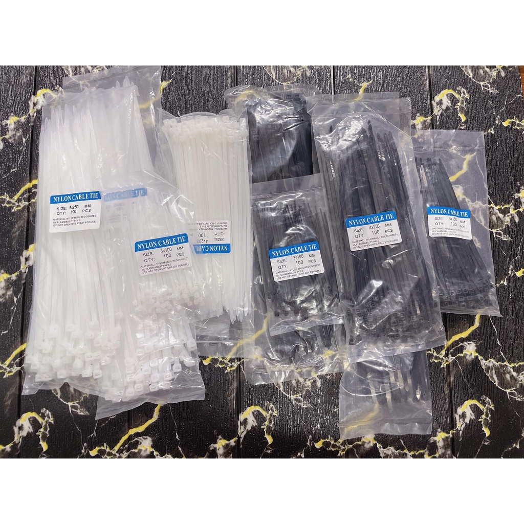 Nylon cable tie black/white 100pcs Wire Zip Tie Pengikat Kabel wayar
