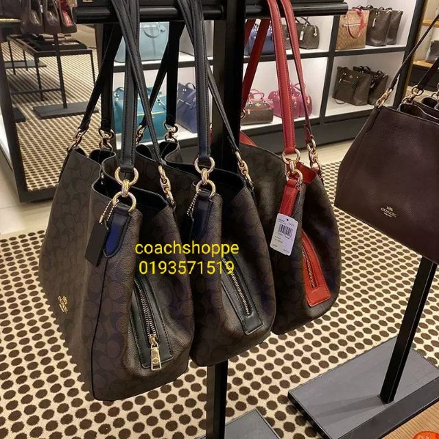 Coach Hallie Shoulder Bag in Signature Canvas Shopee Malaysia