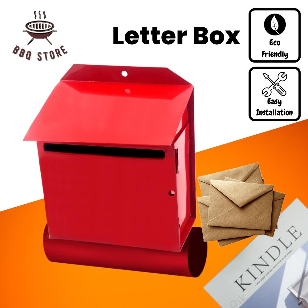 BBQ Store Metal Red Post Letter Box With Mail Box And Newspaper Holder
