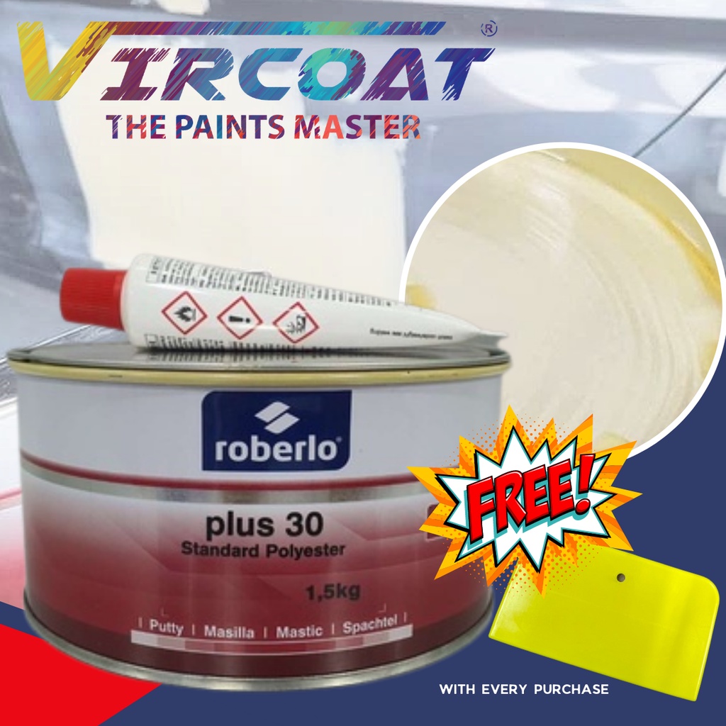 ROBERLO Standard Polyester Plus 30 Simen Kereta Putty Scratch Filler