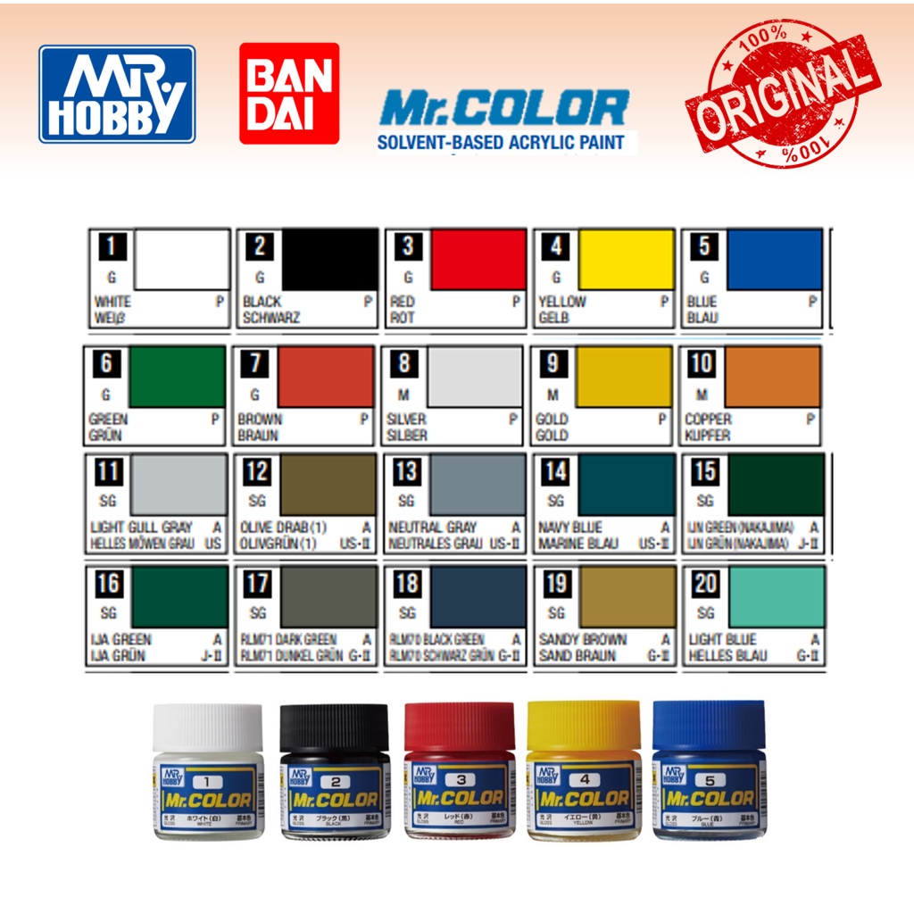 Mr Hobby Mr Color Gundam Color C1 C20 Solvent Based Acrylic Paint