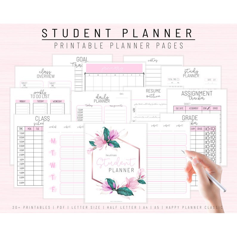 Student Planner 2024 Printable BONUS FREE Digital Student Planner