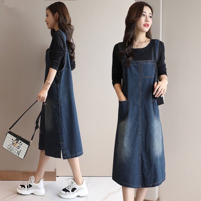 Denim Dress Jumpsuit Women Suspender Dress Long Playsuit | Shopee Malaysia