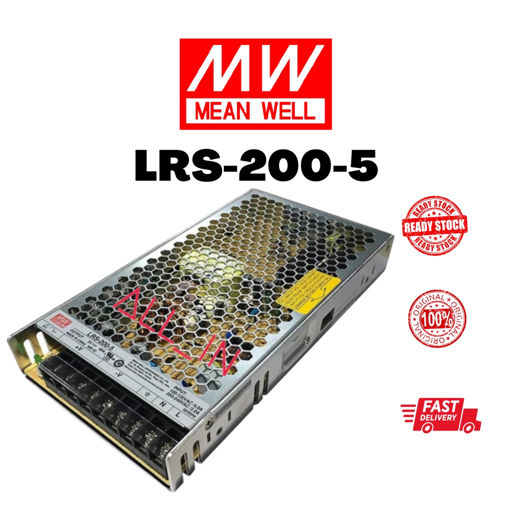 Mean Well Lrs 200 5 5v Dc 40a 200w Enclosed Embedded Switch Mode Meanwell Power Supply Smps 8697