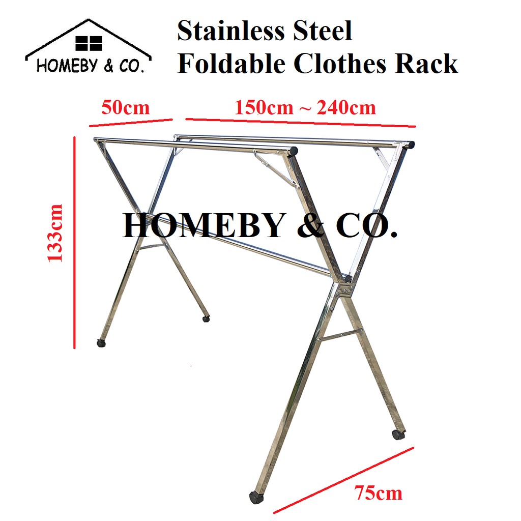 HOMEBY【Foldable / Extendable】Stainless Steel Cloth Hanger/Foldable ...